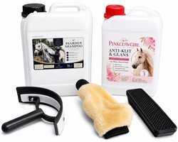 Paard - shampoo - anti klit - kado set - borstel - zweetschraper - zweetmes - massage - grooming