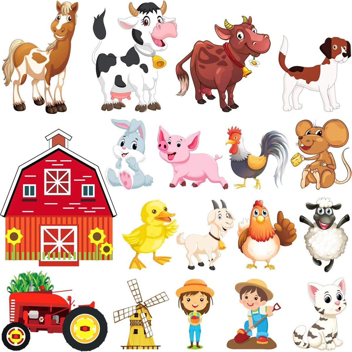 Grappige Boerderij Dieren Raamdecoratie Anti-Collisie Stickers voor Glazen Ramen en Deuren, Ideaal voor Kinderen en Babykamers - Varkens, Paarden, Honden en Meer