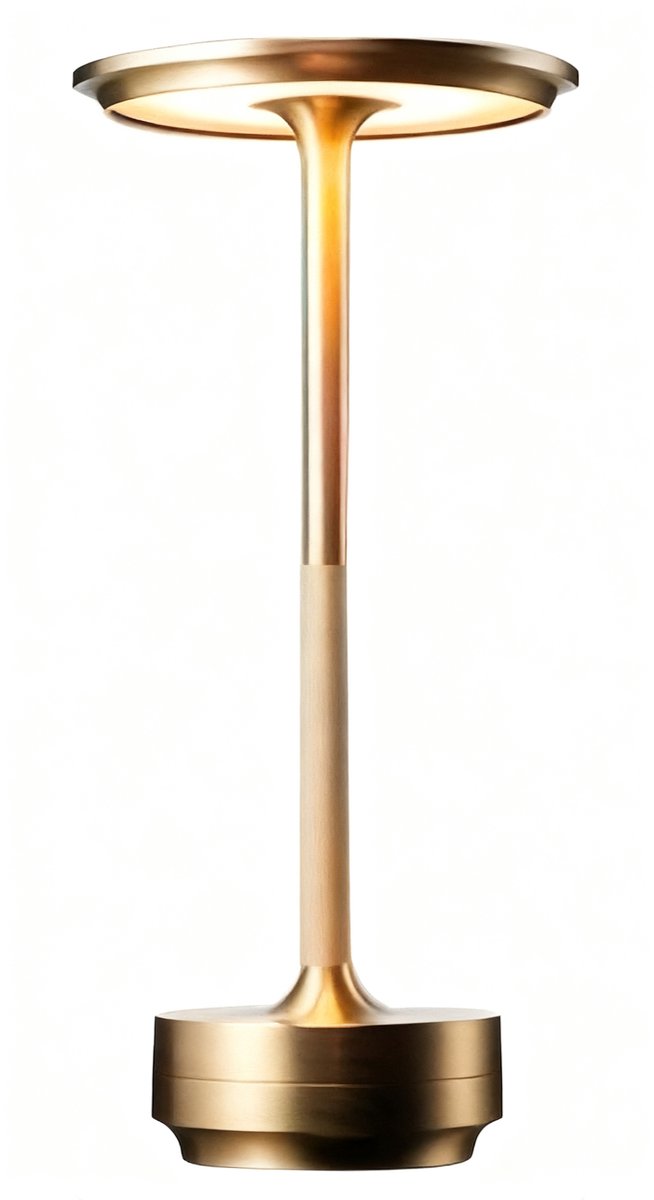 Leba Tafellamp Oplaadbaar - Draadloos - Dimbaar - Touch - 4000mAh Accu - LED Tafellamp - Goud - 28CM
