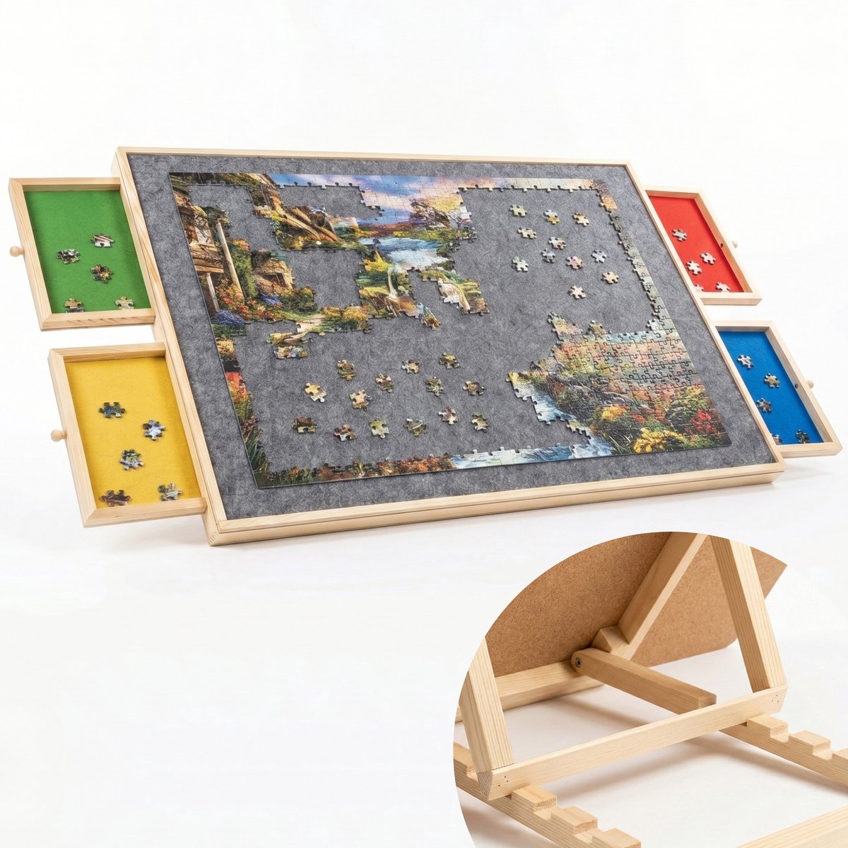 Puzzelbord 1000 stukjes - Puzzelplaat - Puzzeltafel - Verstelbaar Puzzelbord - Puzzelbord met opbergsysteem - Portapuzzle - Puzzelplank - Puzzel bord - Puzzeltafel