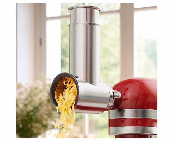 Roestvrij Stalen Groentesnijder Accessoire voor KitchenAid - Raspmolen Opzetstuk - Inclusief 3 Snijbladen - Vaatwasserbestendig - RVS Kaasrasp — afbeelding 2
