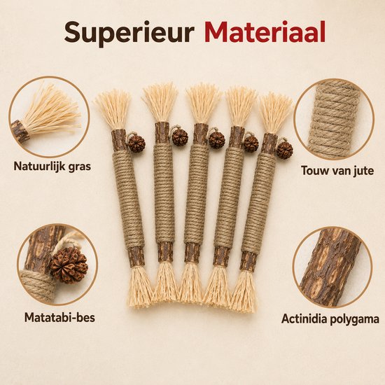 KARELLS Matatabi Bijtspeelgoed – 6 Stuks Kattenkruidstokken – Natuurlijke Kauwsticks Voor Tandverzorging, Speelplezier En Een Gelukkige Kat