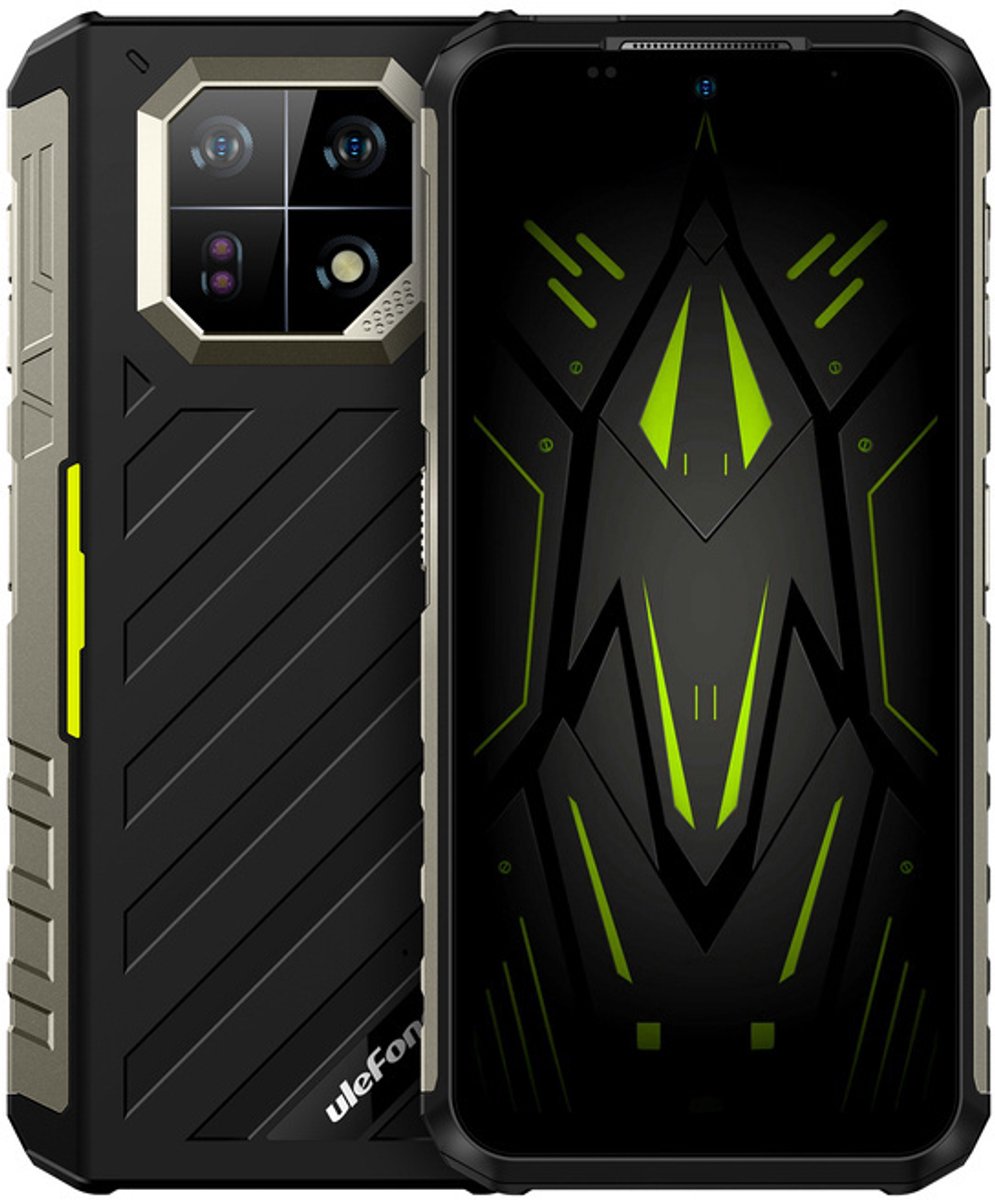 Rugged Smartphone Ulefone Armor 22 4G G96 8GB 256GB 6600-33W A13, Night, Slim, Black w Green