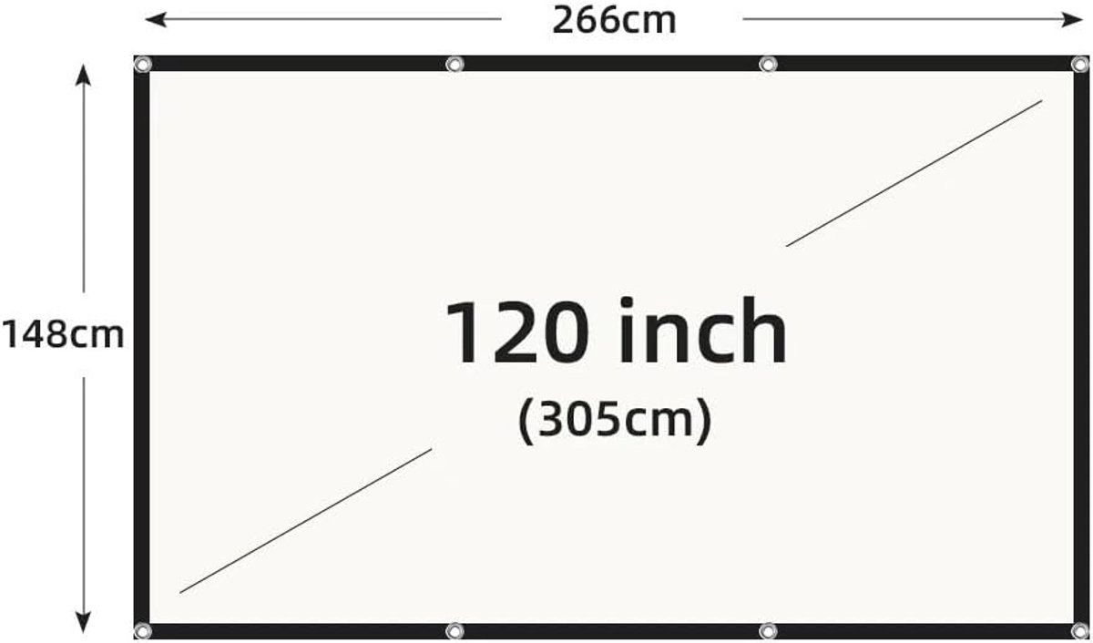 Projectorscherm Wit rooster - Anti-licht scherm - Thuisbioscoop creëren - 160 graden kijkhoek - 120 inch - Zwart
