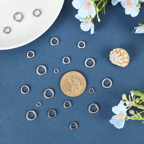 60pcs 6 Sizes Stainless Swivel Solid Ring - Round Fishing Lure Connector - High Strength Solid Ring Line - Saltwater en Freshwater Loop voor Vissen van Merkloos — afbeelding 5