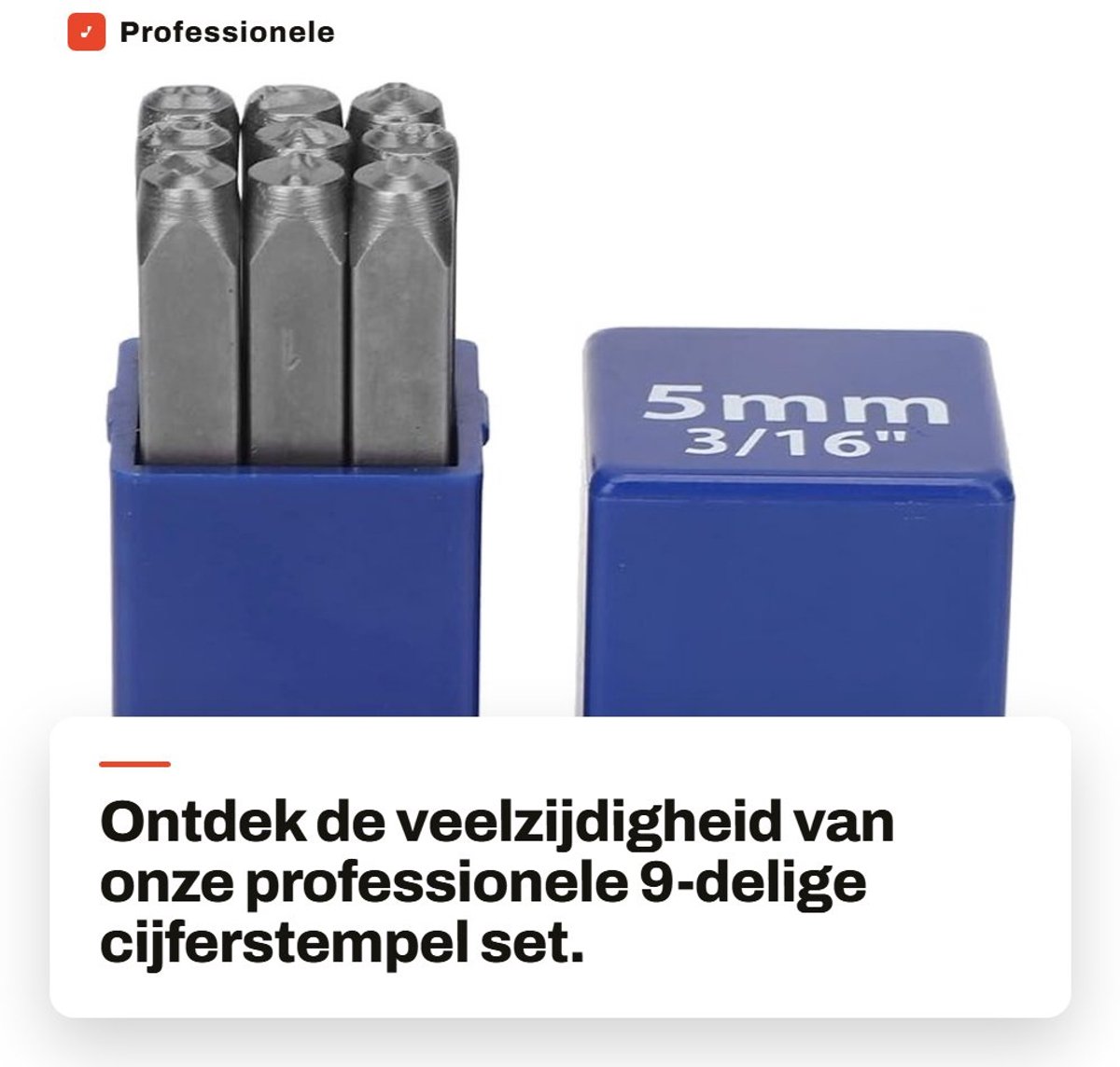 Dailygoods- Cijferstempelset 8 cijfers - Stempelset - Stempelstiften - Houten/Leer - Opbergdoos - Hoogwaardig koolstofstaal