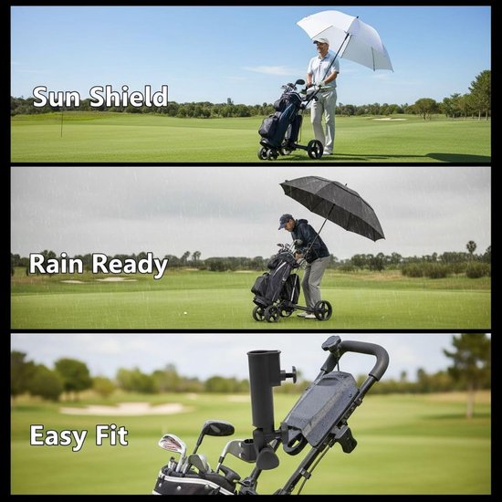 Paraplu Houder - Bevestiging Stand - Golfkar Accessoire - Handsfree Design - 10 x 15 x 25 cm - Zwart — afbeelding 2