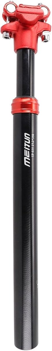 Zadelpen met vering - Fietszadelpen - Comfortabel fietsen - Verstelbare schokabsorptie - 50 mm veerweg - Zwart