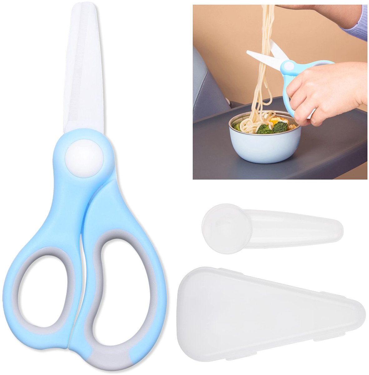 Dailygoods- Babyvoeding Schaar Keramisch - Opbergetui - Stofhoes - Ideaal voor Vlees/Groenten/Fruit - Handmatig Schoonmaken - Draagbaar - Babyschaar