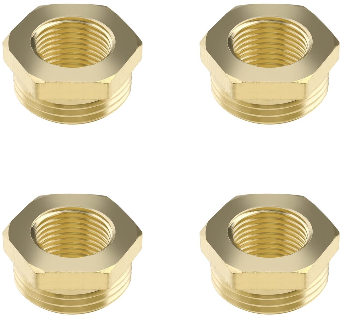 Dailygoods - Set van 4 Messing Draadverloopstukken 1/2 Inch naar 1/4 Inch