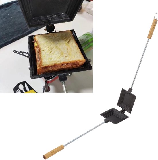 Sandwich Bakvorm - Boterham Pan - Ontbijt Maken - Gietijzeren Kwaliteit - 53x11 cm - Zwart — afbeelding 2