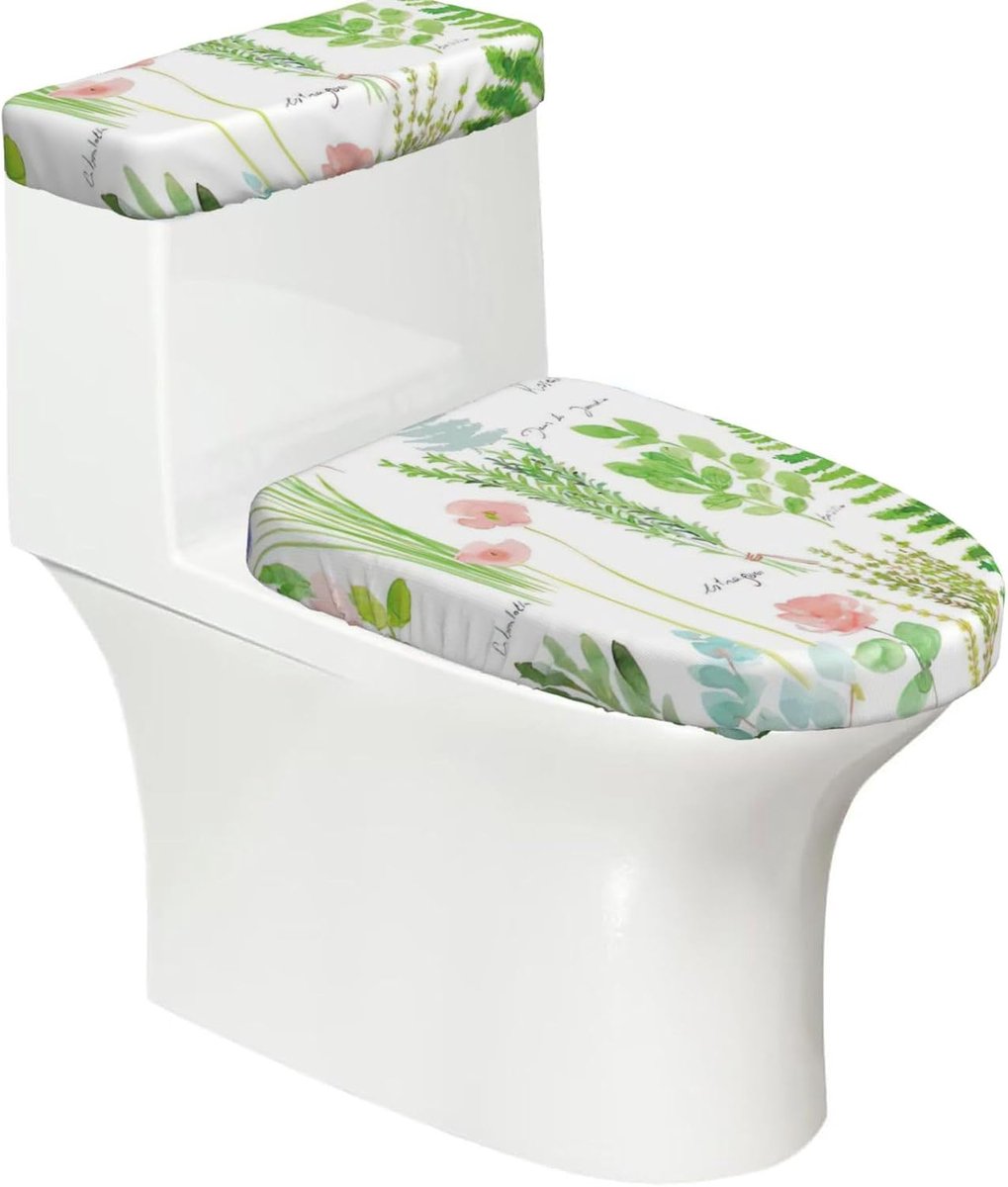 Toilet Deksel Hoezen - Toilet Set - Badkamer Decoratie - Universele Pasvorm - 2 Delig - Zwart