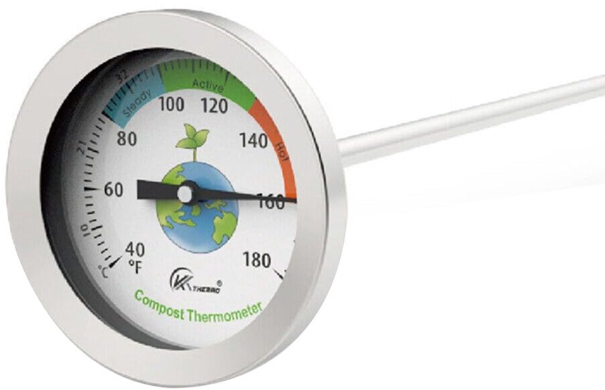Bodemthermometer Compost - Temperatuurmeter Tuin - Mest Temperatuur Meten - Extra Lange Sonde - 500 mm - Brons