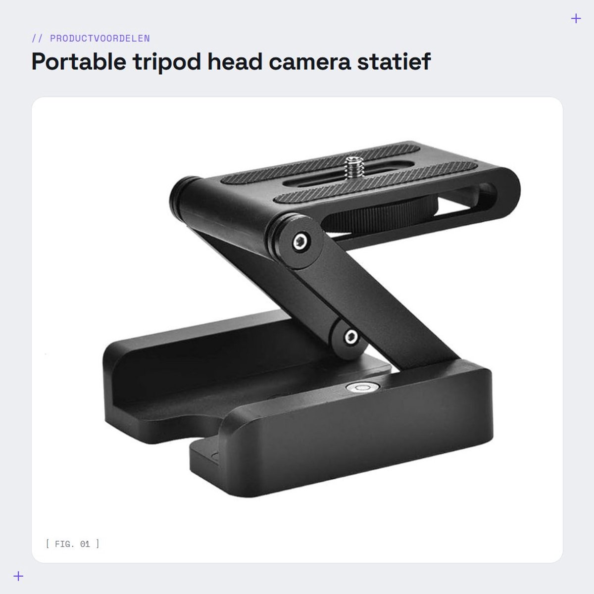 Dailygoods- Statiefkop Draagbaar - Kantelbaar - Opvouwbaar - Snelkoppelingsplaat - 1/4-inch Bevestigingsschroef - Hoogwaardig Materiaal - Camera Statief