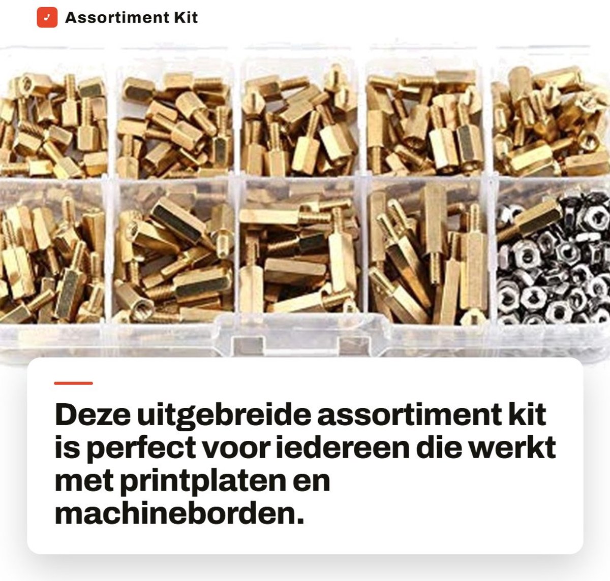 Dailygoods - Assortiment Kit - 360 stks M2.5 Messing Standoff - Roestvrij Stalen Hex Noten - Reparatie Accessoire - Inclusief Opbergdoos - Ideaal...
