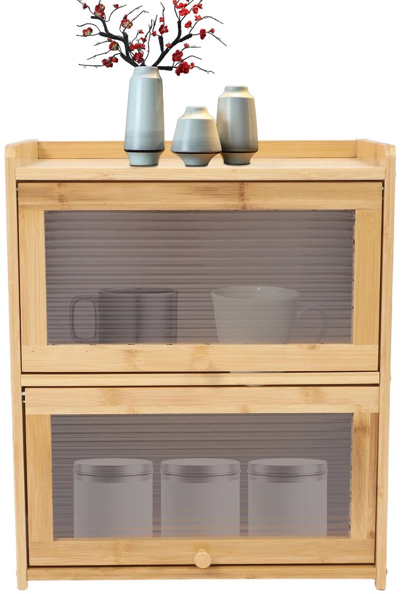 Dailygoods Opbergkast met 2 niveaus, stofdichte opbergassistent op aanrecht, modern opbergrek 42 * 25 * 50 cm