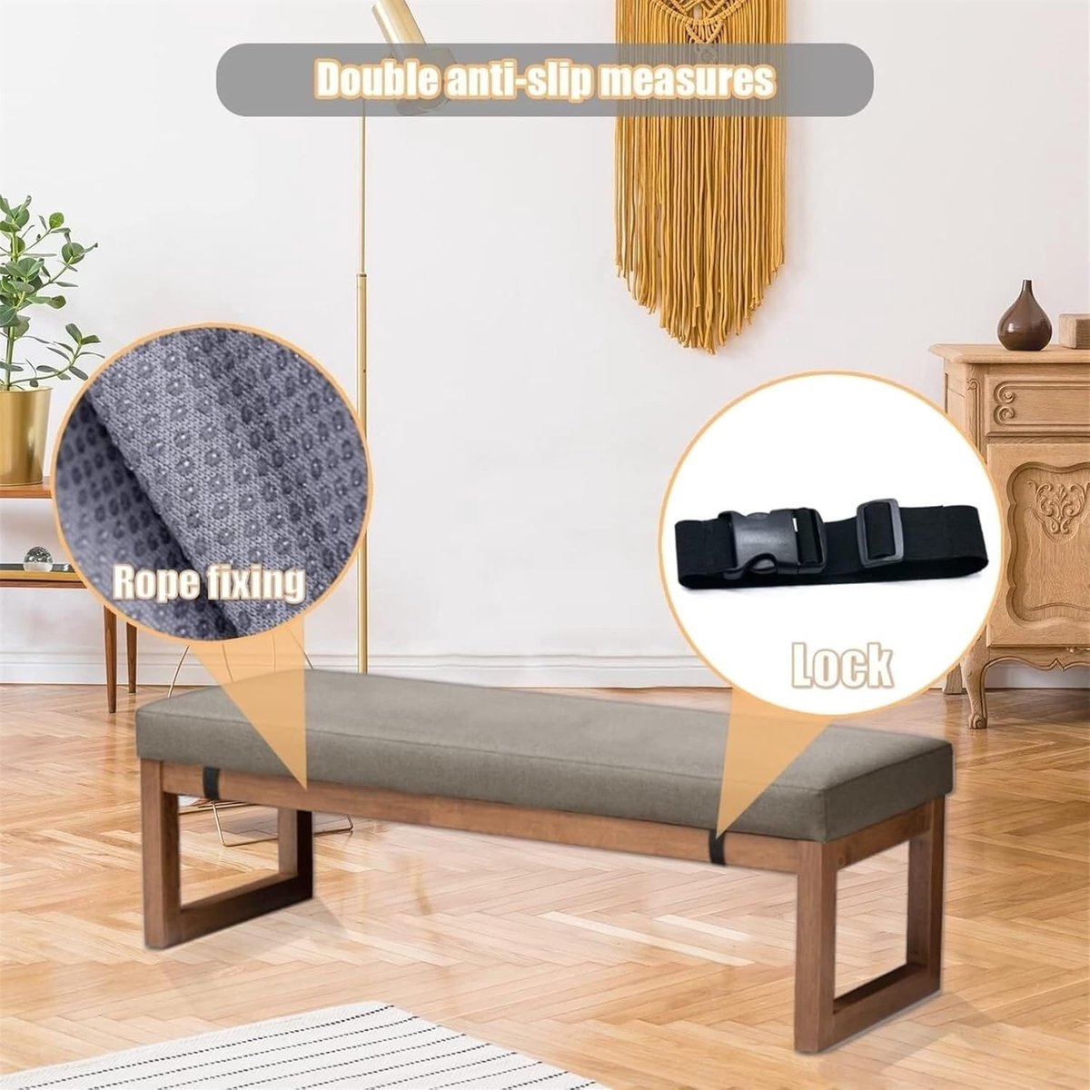 Antislip bankkussen - Zitkussen schuim - Buiten ontspannen - Verhoogd en verdikt - 190 x 35 cm - Grijs