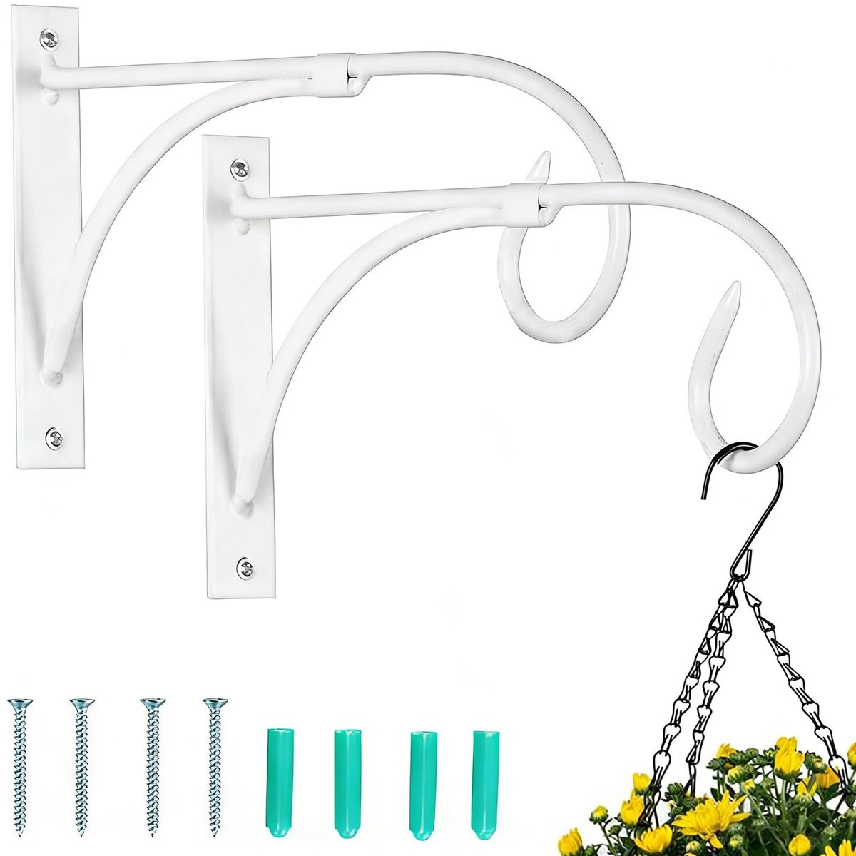 Dailygoods- Hangende Mand Beugel - 2 Stuks - Smeedijzeren Ophanghaken - Multifunctioneel - Voor Planten/Lantaarns - Max. Belastbaarheid 5KG - Ophanghaak