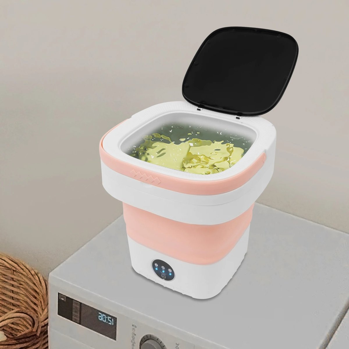 Dailygoods Draagbare wasmachine van 12 liter, 3 reinigingsmodi Opvouwbare wasmachine, mini-reiswasmachine 30 * 30 * 33 c