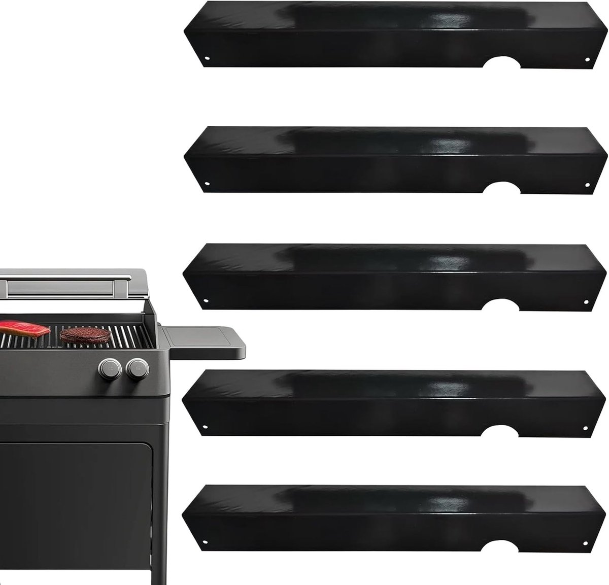 Grill Warmteplaten Hitteschild Roestvrijstaal Barbecue Smaak Verbeteren Gelijkmatige Warmteverdeling 46 x 16 cm Zilverkleurig