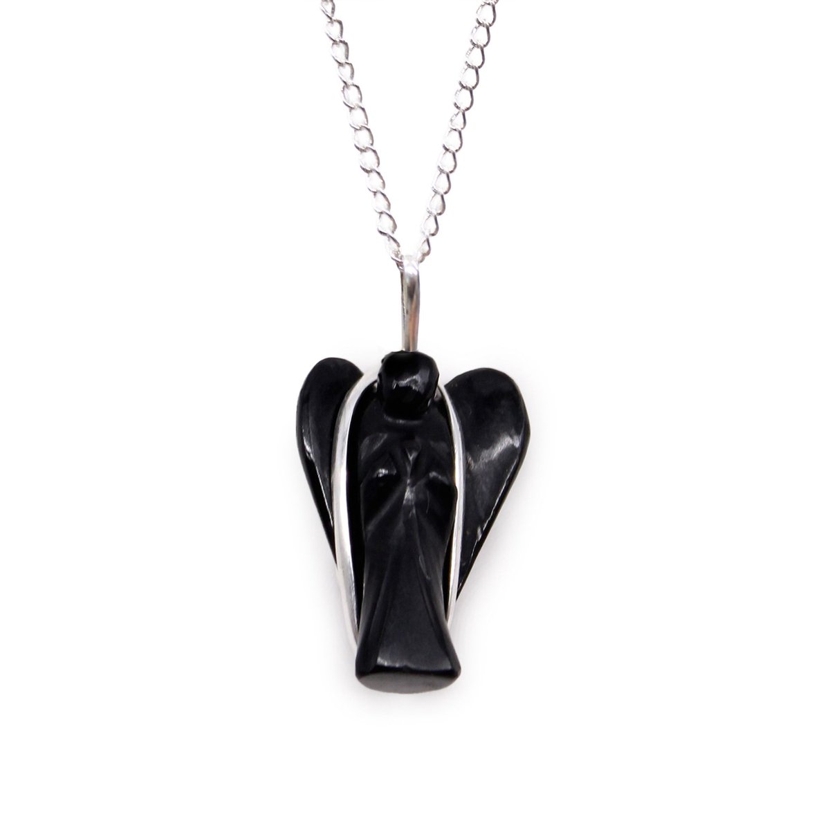Ancient Wisdom Edelsteen beschermengel hanger - zwarte agaat