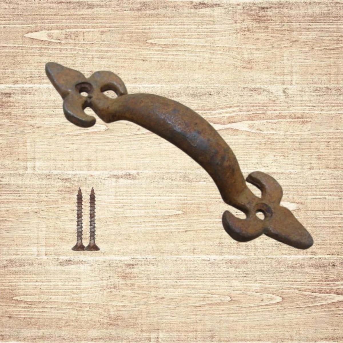 Fleur De Lys Cabinet Pull Handle Rust 5"