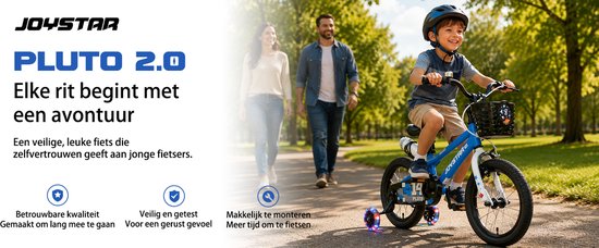 Joystar Pluto Kinderfiets - 20 inch - met mandje - met waterfles - zijwieltjes - bel - handrem - blauw van JOYSTAR — afbeelding 5