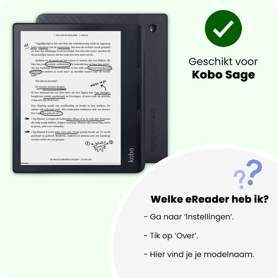 Hoes Geschikt voor Kobo Sage - Luxe E-reader Bescherm Case - Hoesje Book Cover - Zwart — afbeelding 2