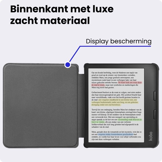 Hoes Geschikt voor Kobo Libra Colour - Met Screenprotector - Luxe E-reader Bescherm Case - Hoesje Book Cover - Turquoise — afbeelding 4