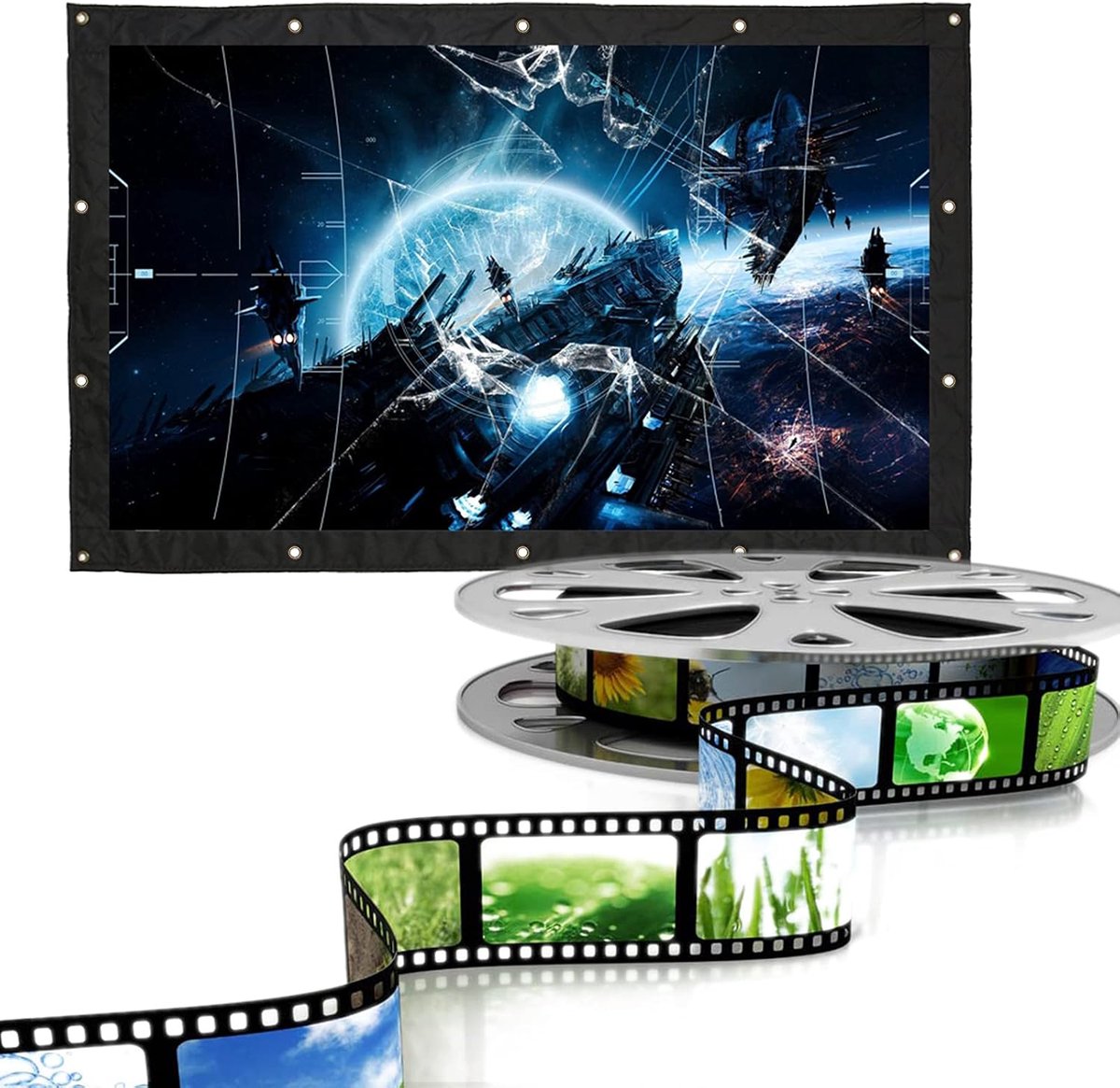 Projectiescherm Canvas - Film Scherm - Thuisbioscoop Creëren - Anti-rimpel Gordijn - 120 Inch - Wit
