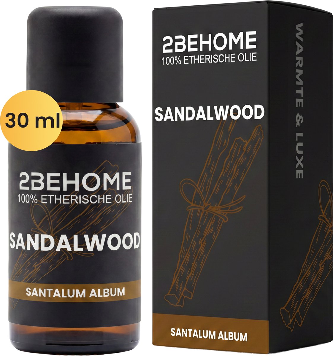 2BEHOME Etherische Olie Sandalwood - 30 ML - 1 Stuk - Essentiële olie voor Aromatherapie - Essential oil - Geurolie voor Aromadiffuser