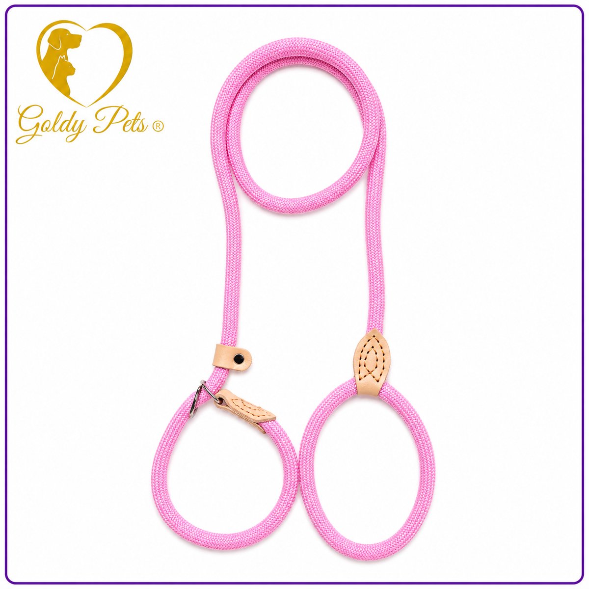 Goldy pets Retriever riem 8mm x 150cm Roze Hondenriem verstelbaar