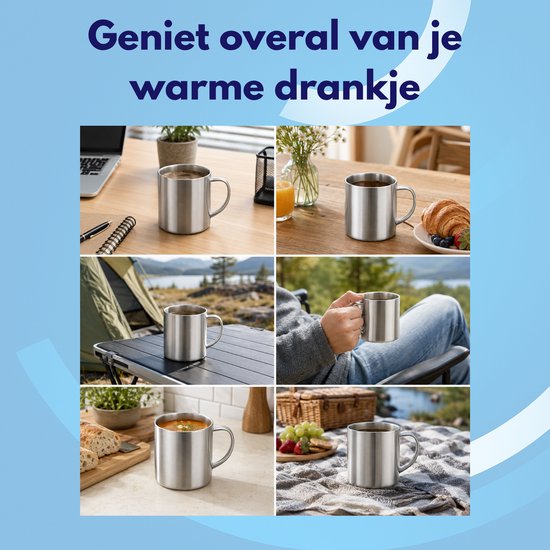 Knaak RVS Mok of Koffiebeker - 300 ML - Dubbelwandig - Roestvrij Staal — afbeelding 5