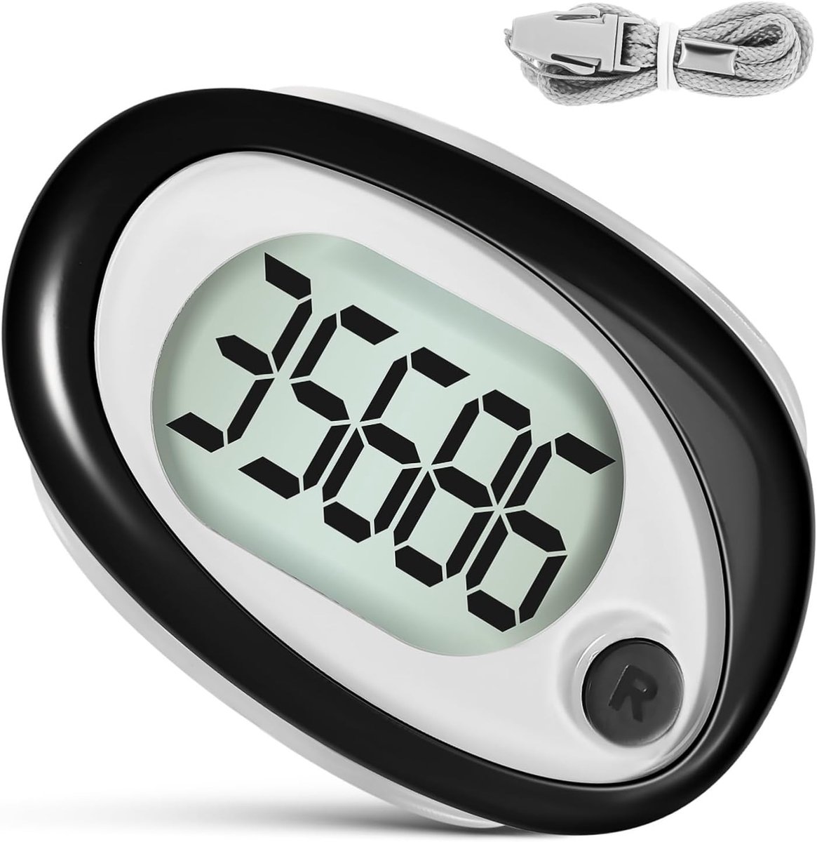 Stappenteller Clip - Wandelmeter Fitness - Activiteit Meten - 3D Stap Detectie - 6.9x4.4x1.2cm - Zwart