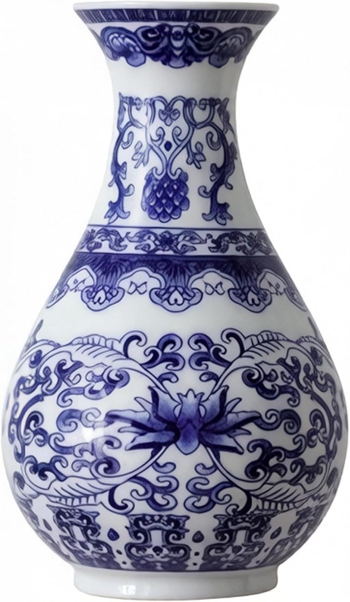 Wandvaas Keramiek - Blauw Wit Vaas - Bloemen Presenteren - Traditioneel Ambacht - Zoals Afgebeeld - Blauw Wit