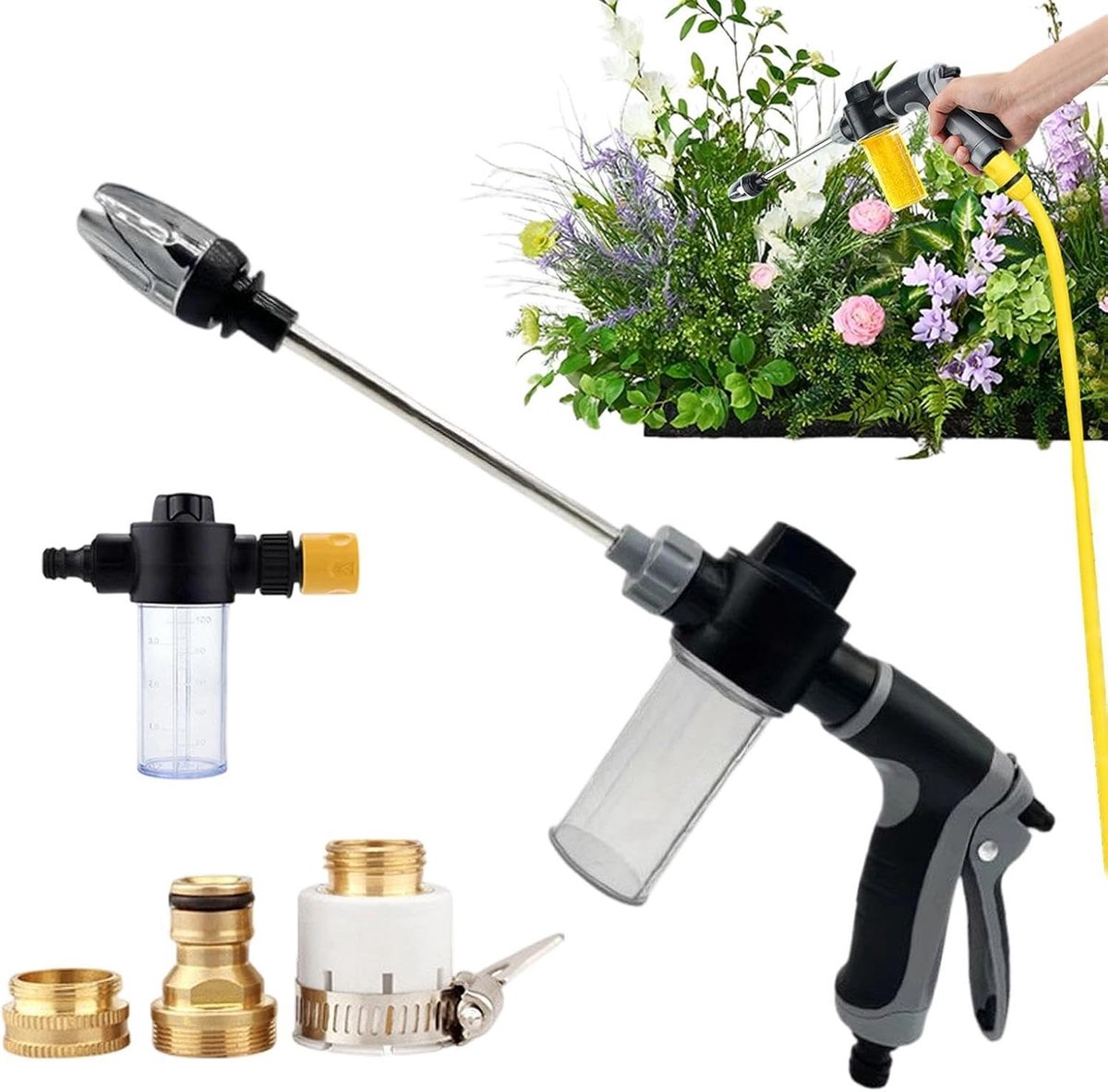 Lange Sproeislang - Hogedruk Accessoire - Auto Wassen - Verlengd Handvat - 25.7 cm Lengte - Zwart