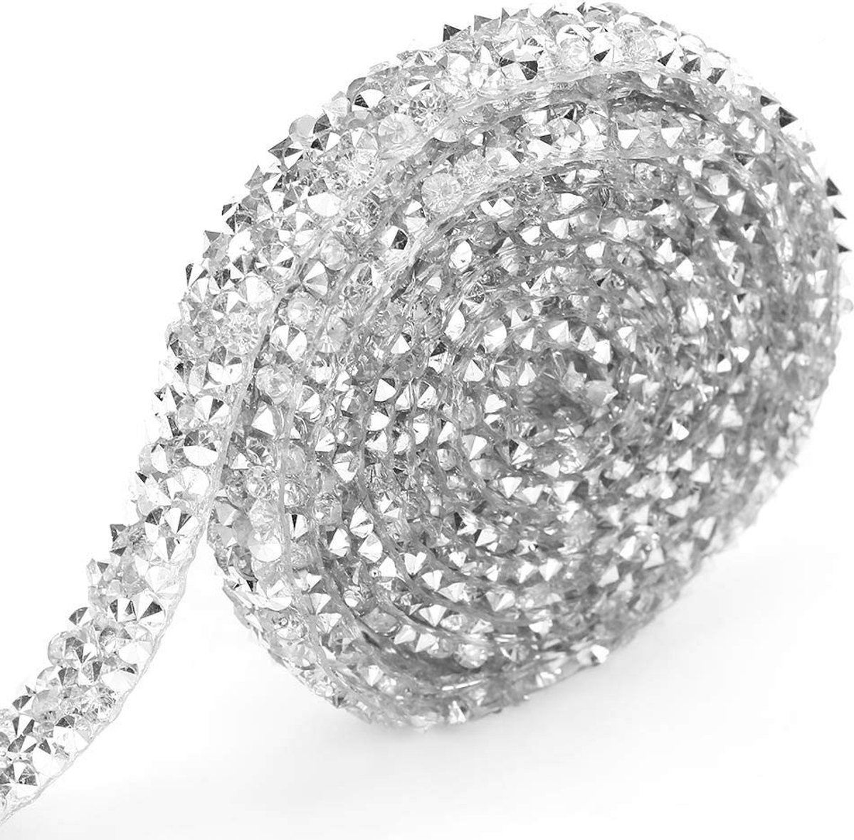Dailygoods- Diamantband 10 meter - Acryl Mesh Band - Decoratieband - Verjaardagsdecoraties - Bruidstaarten - Baby Shower - Zilverkleurig, 10 mm dik