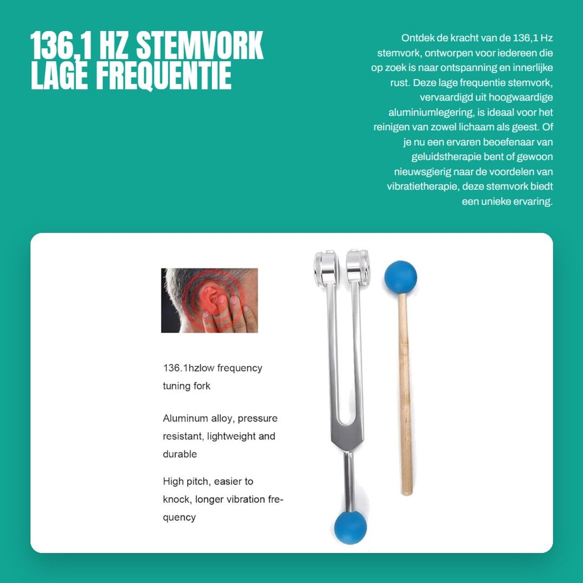 Dailygoody - 136,1 Hz stemvork - lage frequentie stemvork - reiniging