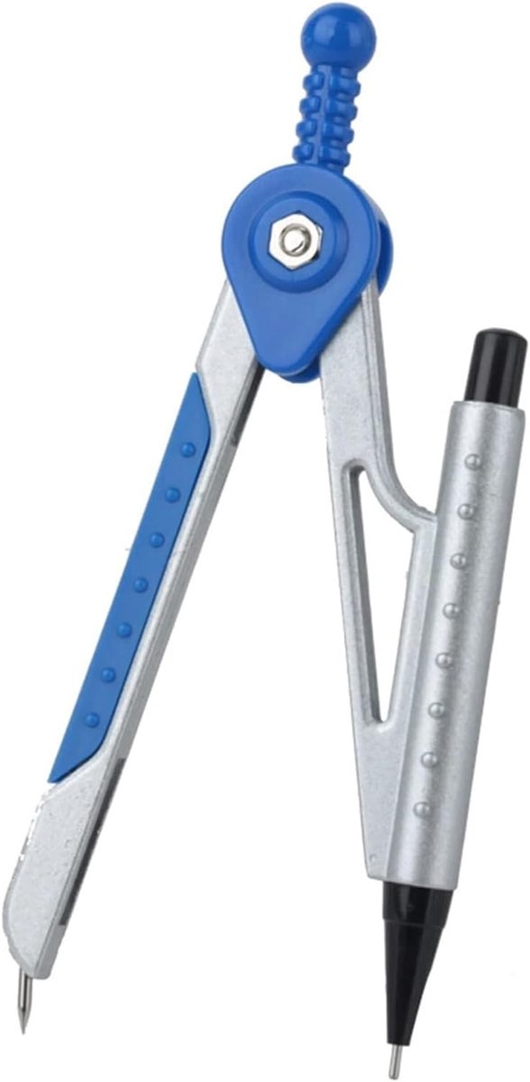 Geometrie Kompas - Tekengereedschap Set - Cirkels Tekenen - Verstelbaar Met Schroef - Met Mechanisch Potlood - Zilver Blauw