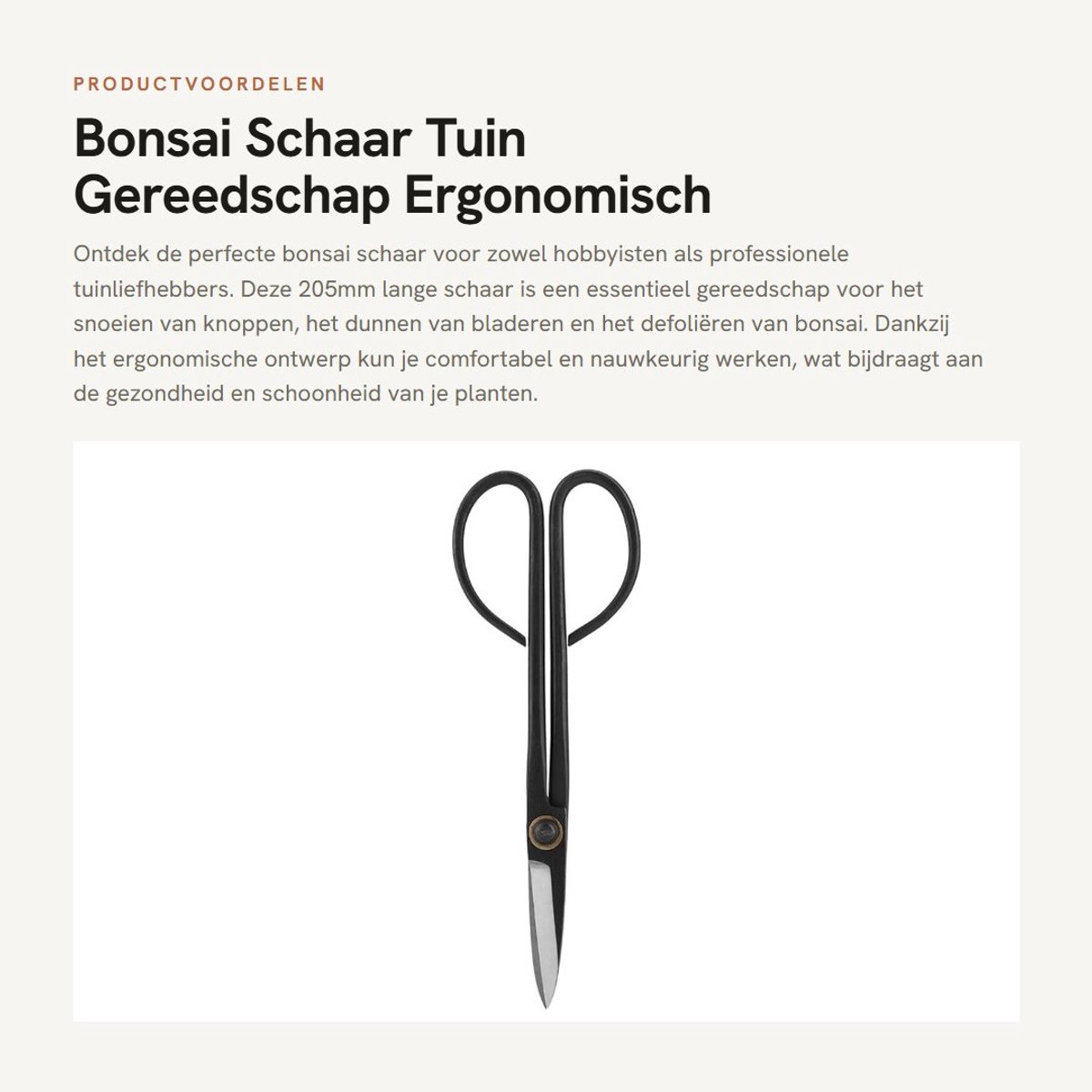 Dailygoods- Bonsai Snoeischaar 205mm - Stalen Snoeischaar - Tuingereedschap - Knoppen/Bladeren - Precisie Snijgereedschap - Lichtgewicht 158g