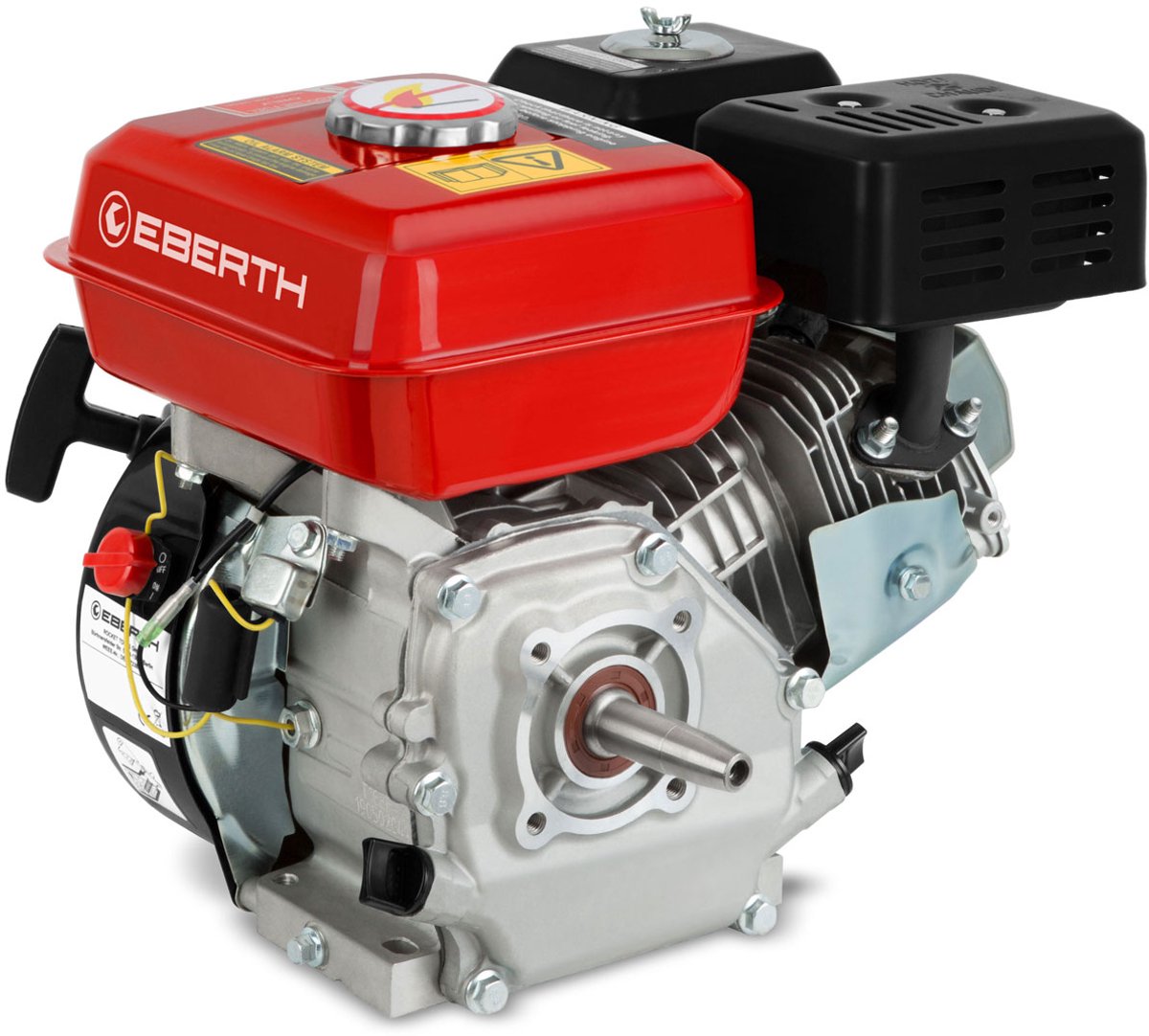 EBERTH 6,5 PS 4,8 kW benzinemotor, stationaire motor, kartmotor, aandrijfmotor met conische as (19,00 mm Ø), oliepeilbeveiliging, 4-takt, 1-cilinder benzinemotor, cilinderinhoud 196 ccm, luchtgekoeld, start met trekkoord