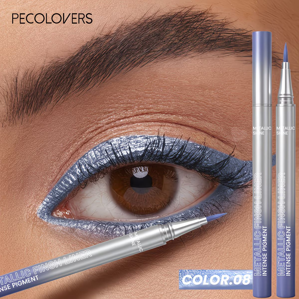 Metallic Blauwe Eyeliner – Waterproof Shimmer Eyeliner Pen – Langhoudende Oogmake-up – Variant 08