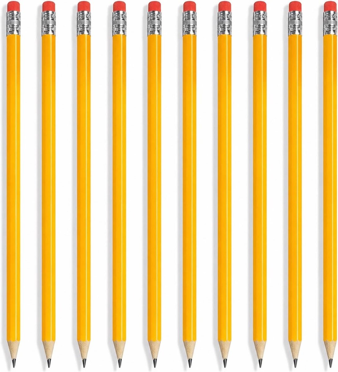 80 stuks mat gele potloden met gum, HB-potlood, voorgeslepen, ideaal voor school, kantoor en creatief schrijven