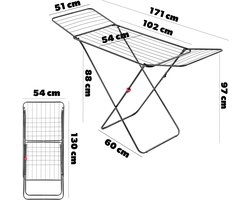 KADAX Droogrek met 18 m droogoppervlak, antraciet, ideaal voor woning, balkon en tuin, inklapbare vleugelwasdroger met antislip voeten, ruimtebesparend, wasdroger, Made in EU