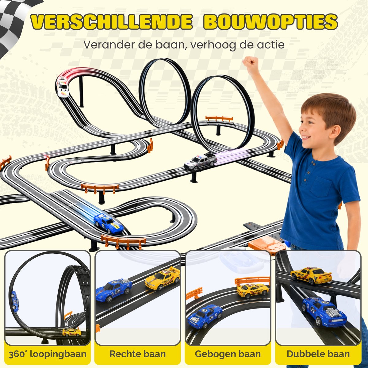 CosmoToys Elektrische Racebaan - Incl. Verkeersbordenset - Auto Speelgoed - voor Kinderen - Autobaan Speelgoed - Kinderspeelgoed - 13,0M Lang - Infinite Track — afbeelding 4