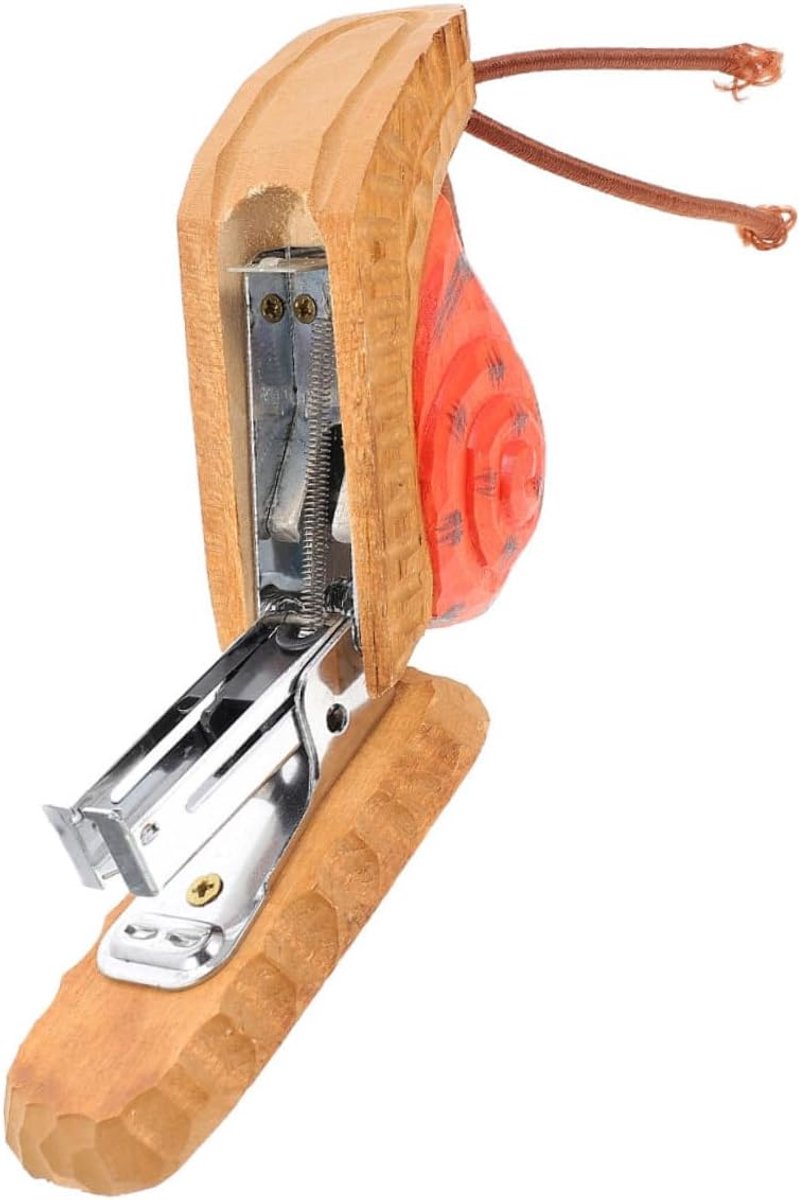 Slak Nietmachine - Decoratieve Nietjes - Bureau Decoratie - Houten Design - 9 cm Breed - Multicolor