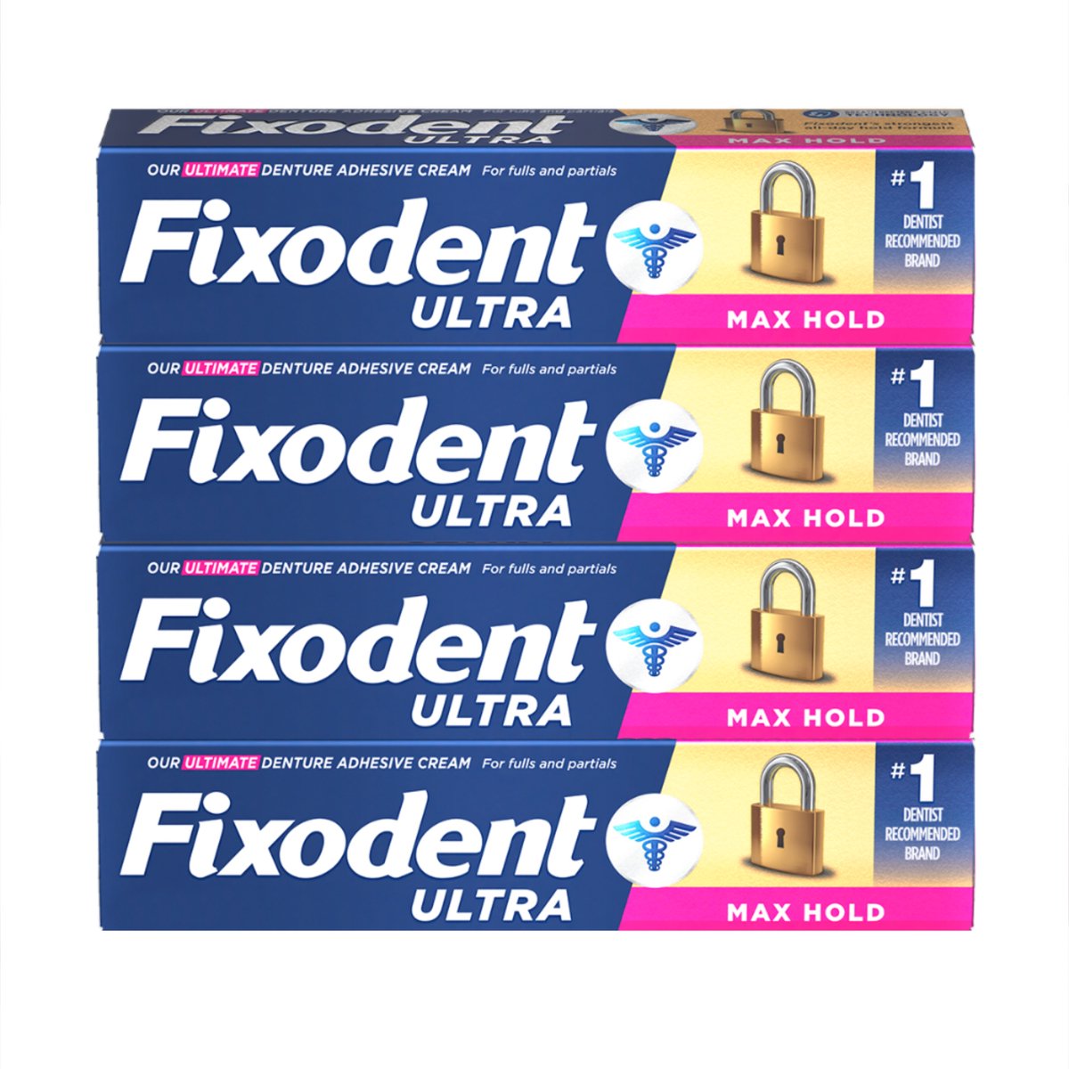 Fixodent Max Hold - Hechtlijm voor gebitsprotheses - Zeer sterk, 4-pack