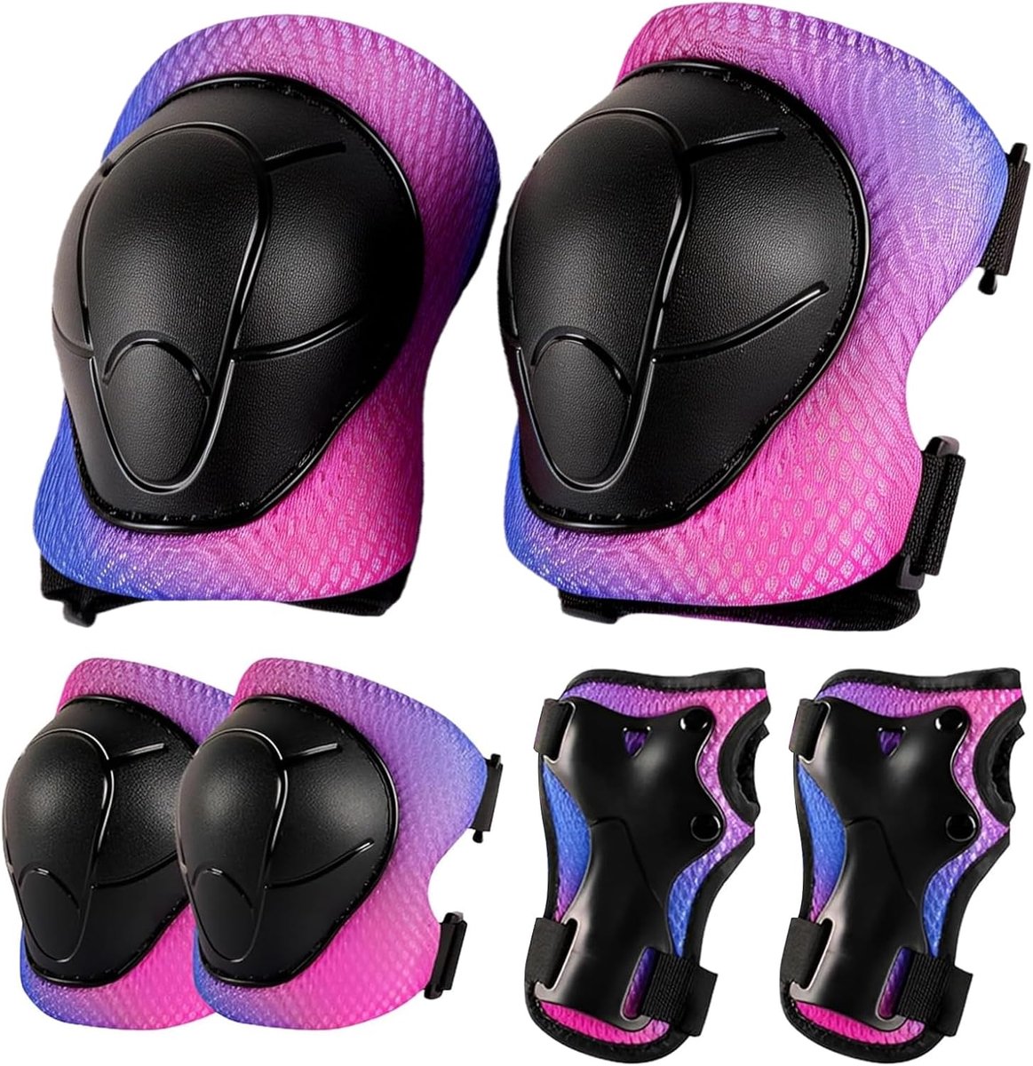 Kinderen Beschermers Set - Knie Elleboog Pols - Actief Spelen - Schokbestendige PE Schaal - 6 Delig - Paars Roze