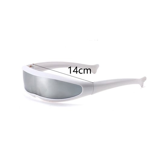 Zonnebril - Zonnebril met smal montuur - Model uit één stuk - UV400 - Futuristisch - Robot Space Rave - Futuristische bril - Gepersonaliseerde bril voor rollenspellen - Coole bril - Zilver — afbeelding 5