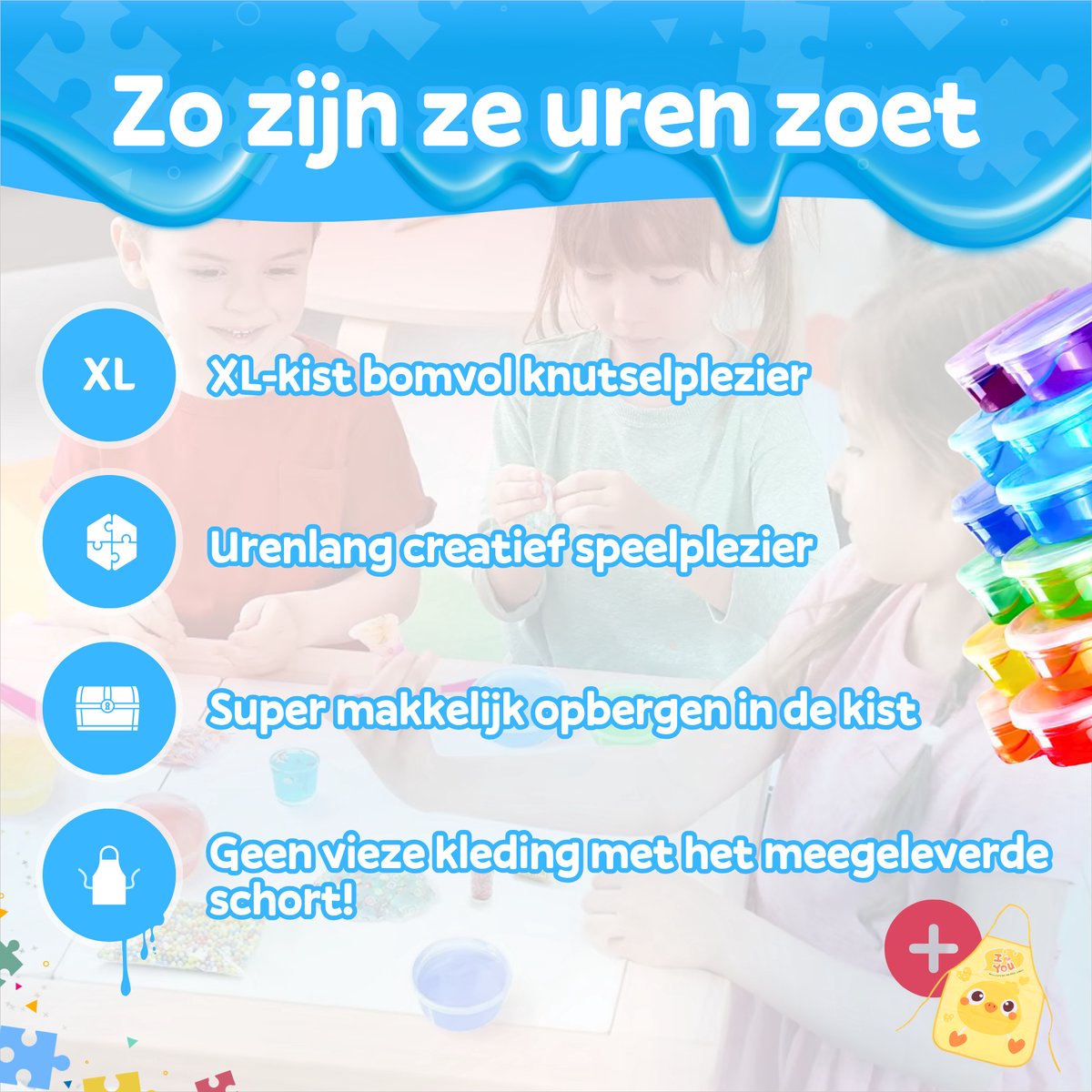 Slijm Maken Set XL 2-Pack – 124 Onderdelen – Slijm Pakket met Schort – DIY Knutselpakket – Speelslijm Maker — afbeelding 2